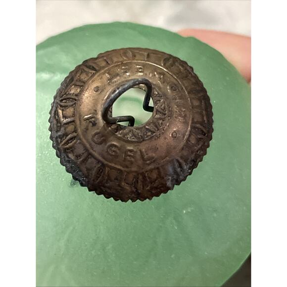 ANTIQUE KUGEL RARE MID WEST GLASS Heavy GREEN GRAPE SHAPE Brass Top 4.25” 2.5oz - Picture 4 of 7